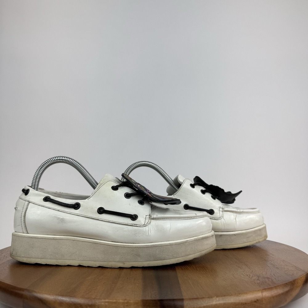 Womens‎ Pierre Hardy Limited Edition White Leather Platform Boat Shoes Size 38